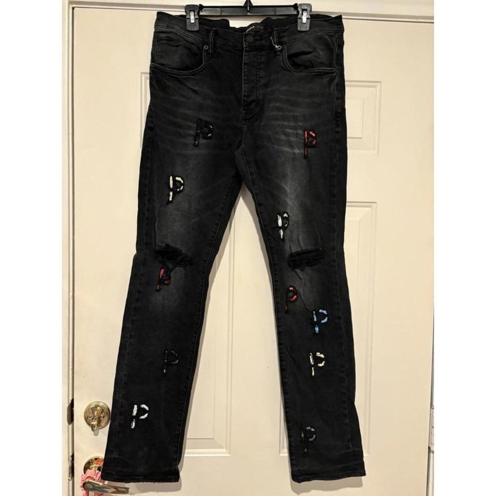 Men's Purple‎ Brand black jeans sz 34 x 29 in. #721